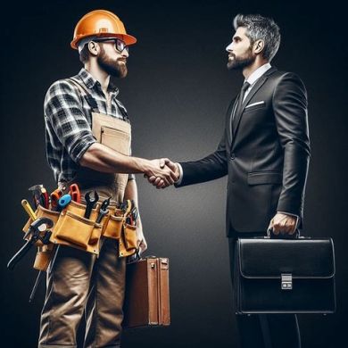 Worker and client shaking hands: Handymen need to protect themselves with liability coverage