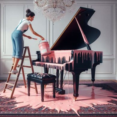 Pink paint spilled on grand piano: If you are an Interior Designer, you need affordable liability coverage