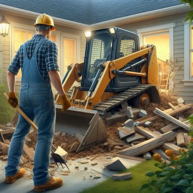 Small end loader damages a home: Pool and Spa Contractors need affordable liability coverage
